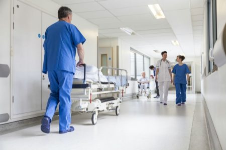 doctors walking in hospital